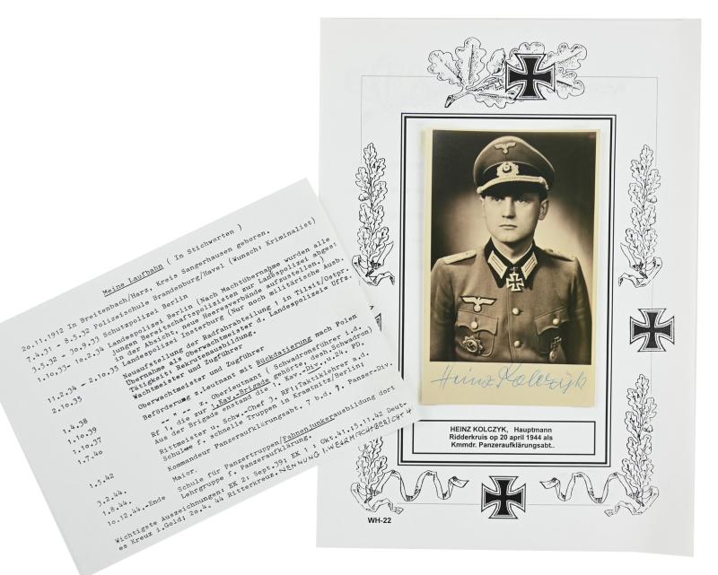 Signature of Wehrmacht Heer KC Recipient 'Heinz Kolczyk'