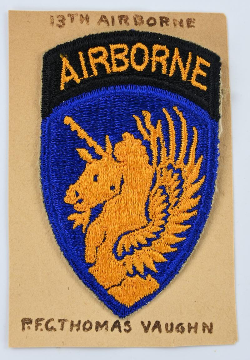 US WW2 13th Airborne Division SSI 'Pfc. Thomas Vaughn'