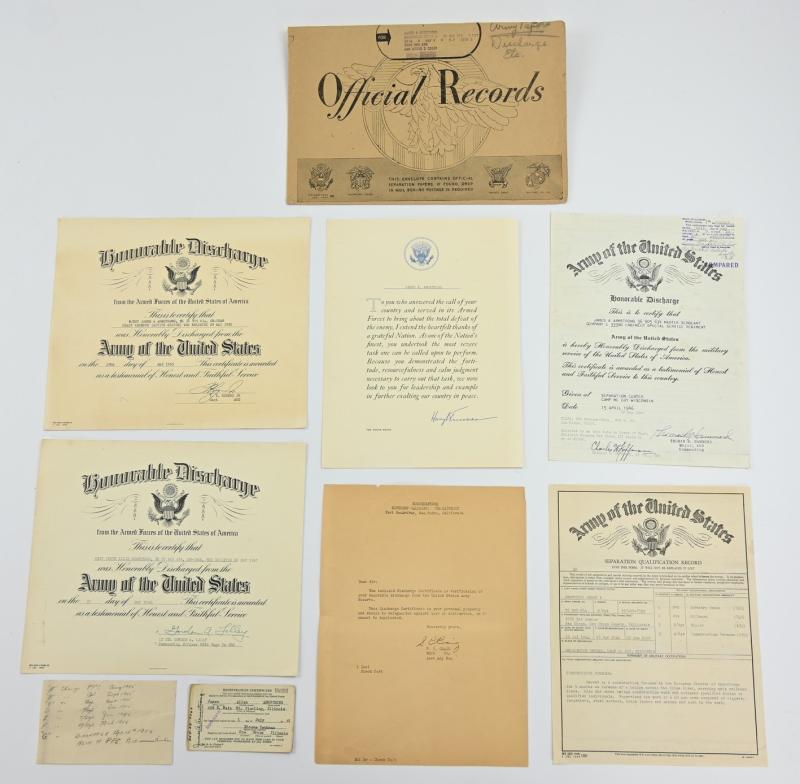 US WW2 Document Grouping James A. Armstrong, 333rd Engineer Special Service Regiment