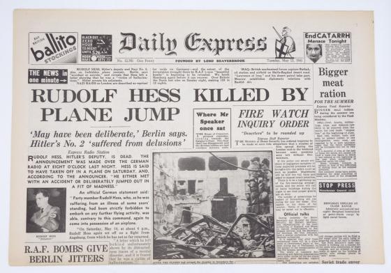 British Daily Express Newspaper 13 May 1941.