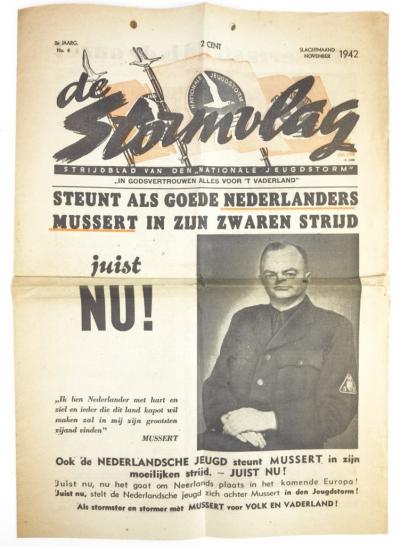 Dutch 'Jeugdstorm' De Stormvlag Newspaper November 1942