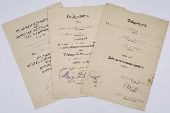 German WH Certificate Grouping 'Herbert Pokraka'