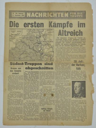 Allied Dropping Flyer 'Nachrichten für die Truppe' 12 September 1944