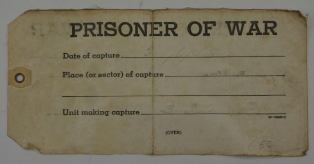 US WW2 Prisoner of War Tag US 3th Infantry Division North Africa