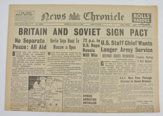 British WW2 Newspaper News Chronicle 14 July 1941