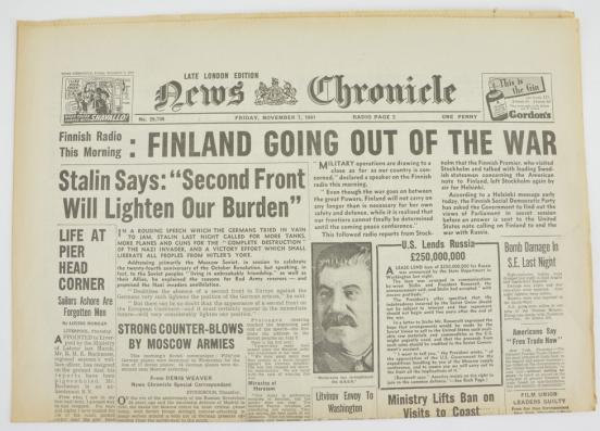 British WW2 Newspaper News Chronicle 7 November 1941