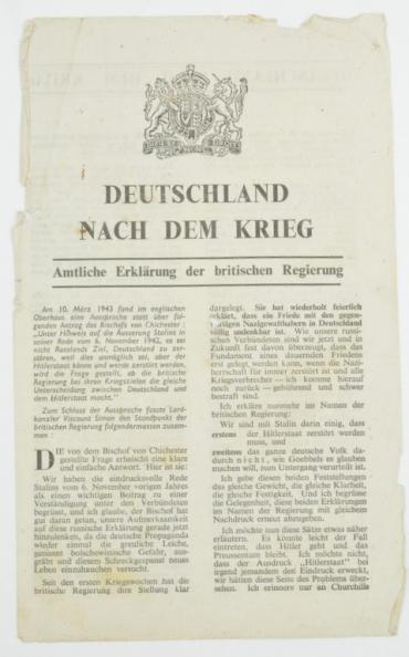 British WW2 Droppingsflyer 'Deutschland nach dem Krieg'