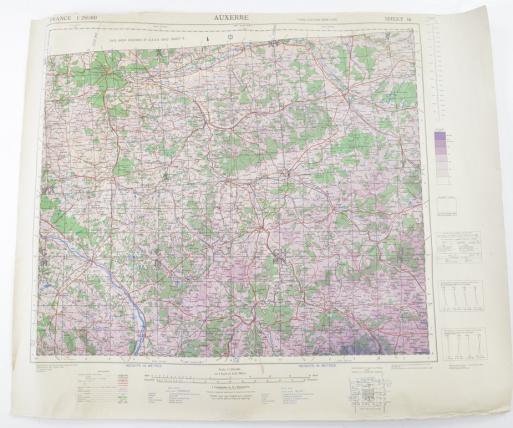 US WW2 Mapcard of 'Auxerre' France