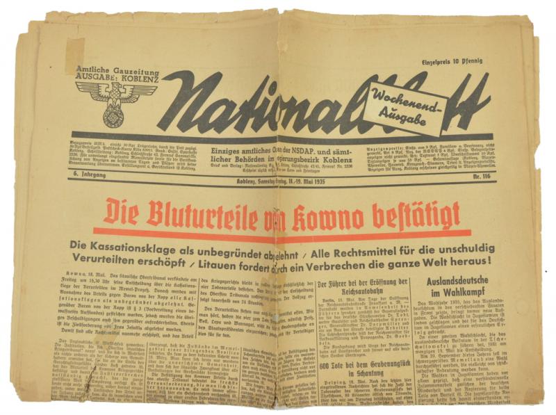 German Third Reich Newspaper 'Nationalblatt'