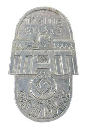 German WHW Badge Gau Hamburg 1936/37