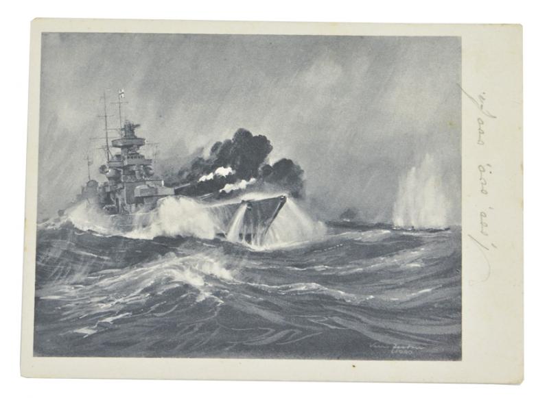 German Postcard 'Scharnhorst in battle'