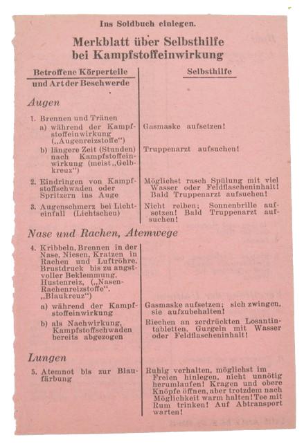German WH Instruction leaflet 'Chemical Warfare'
