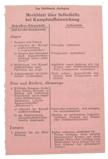 German WH Instruction leaflet 'Chemical Warfare'