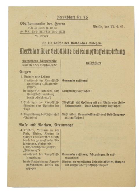 German WH Instruction leaflet 'Chemical Warfare'
