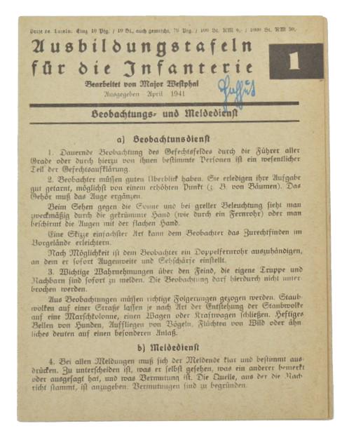 German WH Infantry Training Instruction Card