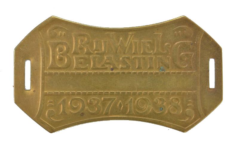 Dutch Bicycle Tax Plate 1937-1938