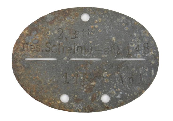 German WH Dog-Tag '2. Battr.Res. Scheinw.-abt.148'