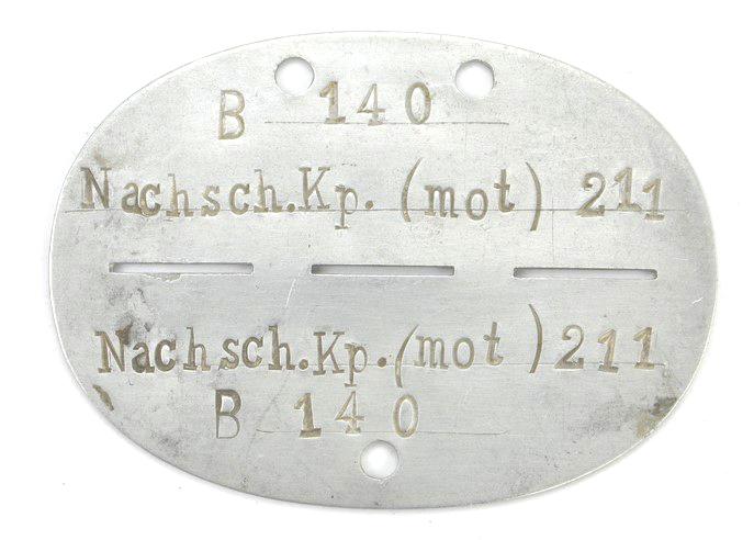 German WH Dog-Tag 'Nachsch.Kp. (mot) 211'