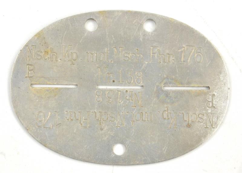 German WH Dog-Tag 'Nsch Kp.mot.Nsch.Fhr.176'