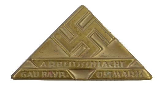 German Arbeitsschlacht Gau Bayr. Ostmark Badge