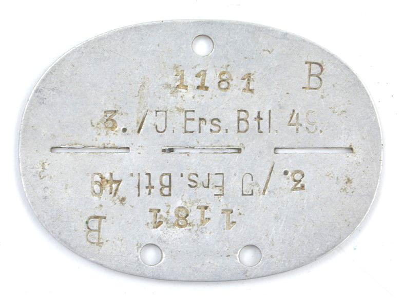 German WH Dog-Tag '3./J.Ers.Btl.49'