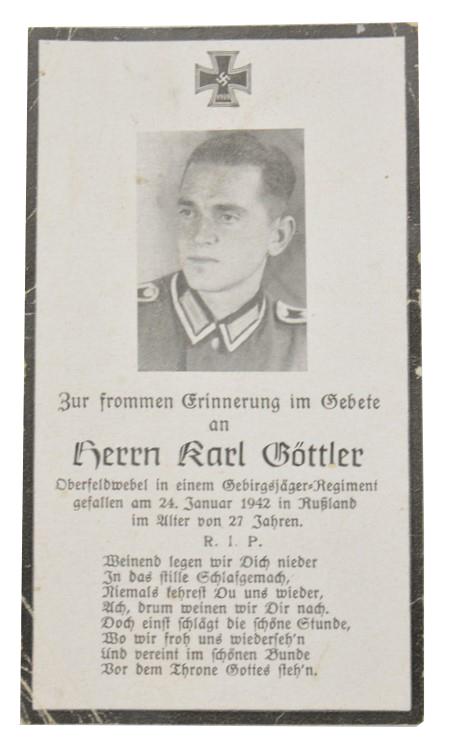 German WH Deathcard 'Karl Gottler'