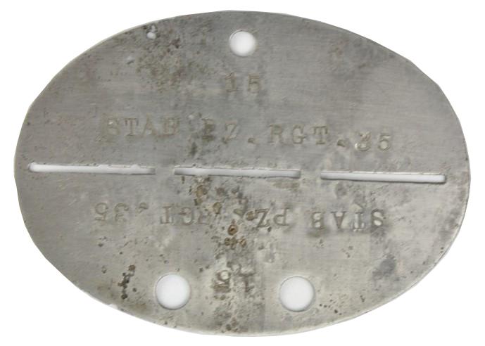 German WH Dog-Tag 'Stab. Pz. Rgt. 35'