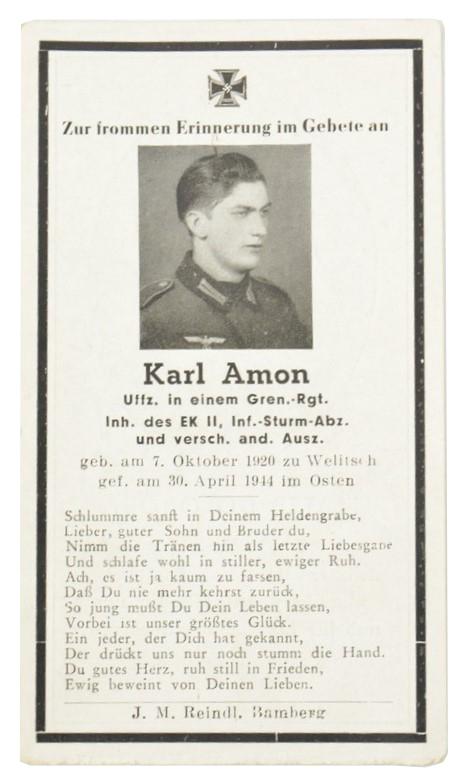 German WH Deathcard 'Karl Amon'