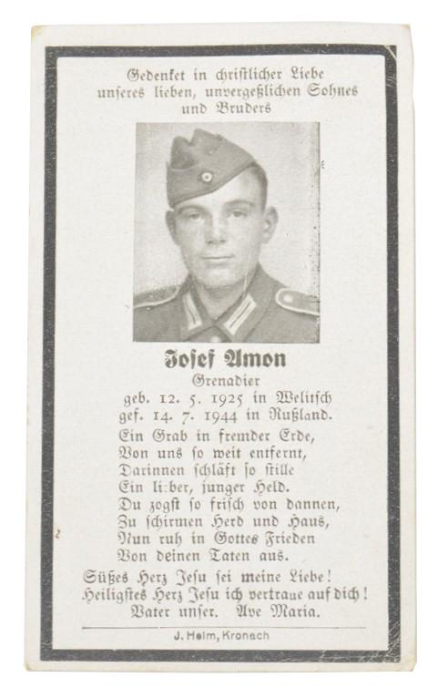 German WH Deathcard 'Josef Amon'