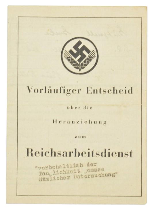 German RAD-WJ Conscript Message