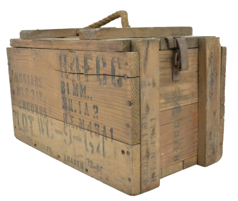 US WW2 81mm Mortar Rounds HE M43A1 Ammunition Box