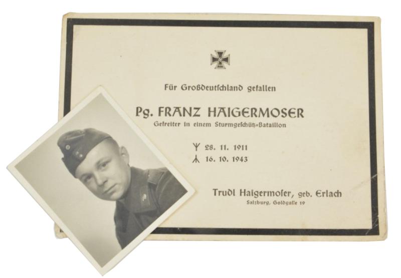 German Deathcard 'Franz Haigermoser'