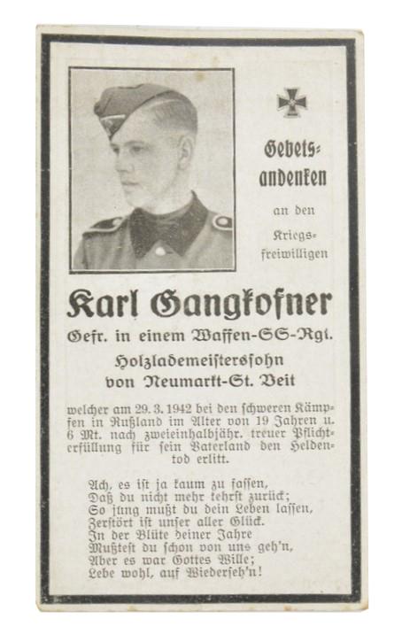German Waffen-SS Deathcard