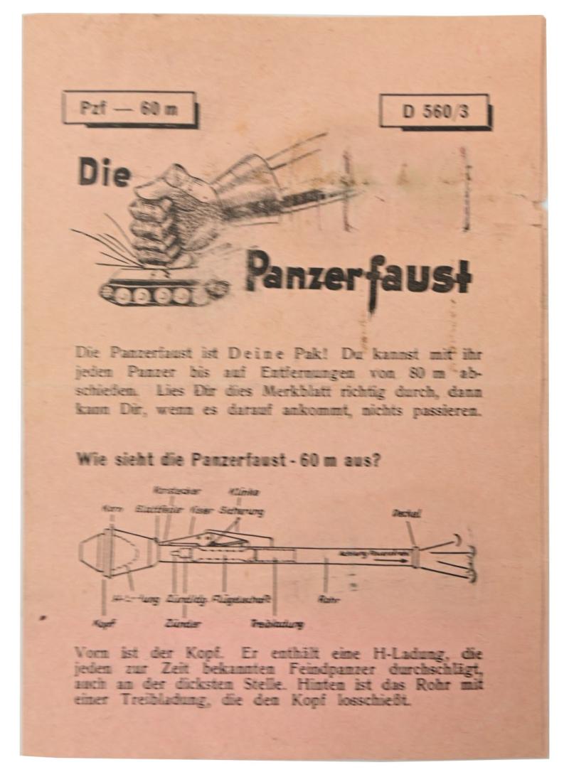 German WH Panzerfaust Instruction Manual