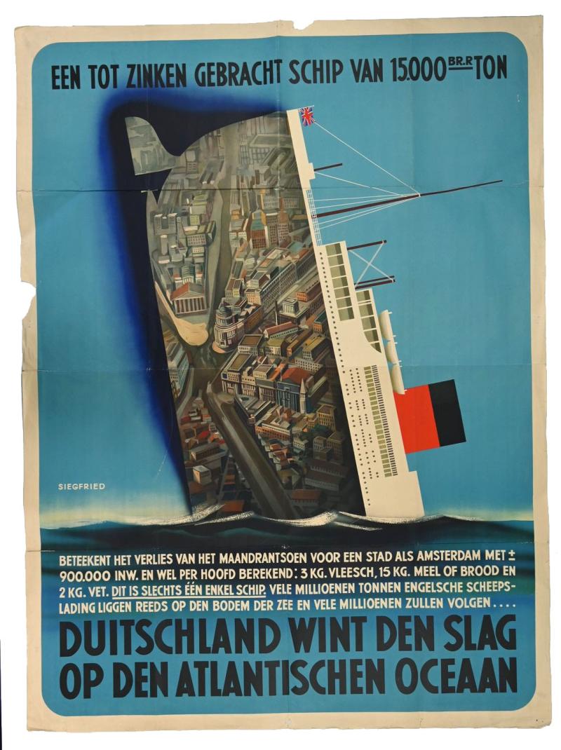 Dutch NSB Poster 'Duitschland wint den slag op den Atlantischen Oceaan'