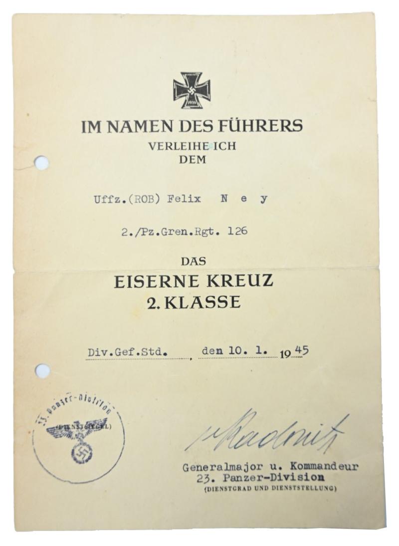 German WH Iron Cross 2nd Class Certificate