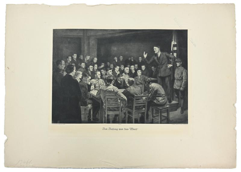 German Third Reich Litho of Adolf Hitler 'Am Anfang war das Wort'