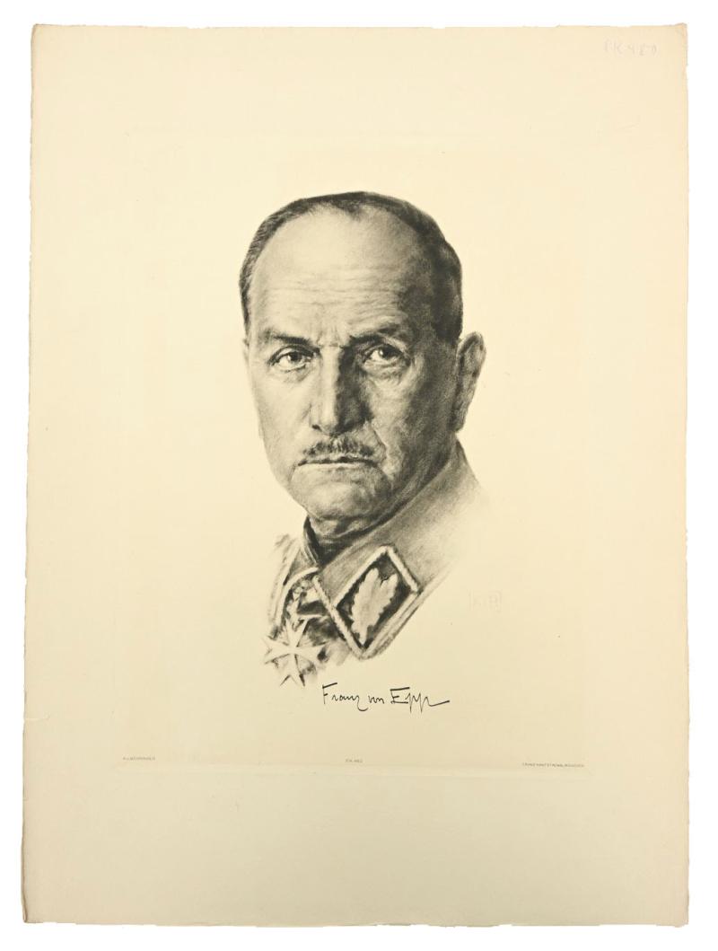 German Third Reich Litho 'Franz Ritter von Epp' by K.J.Böhringer