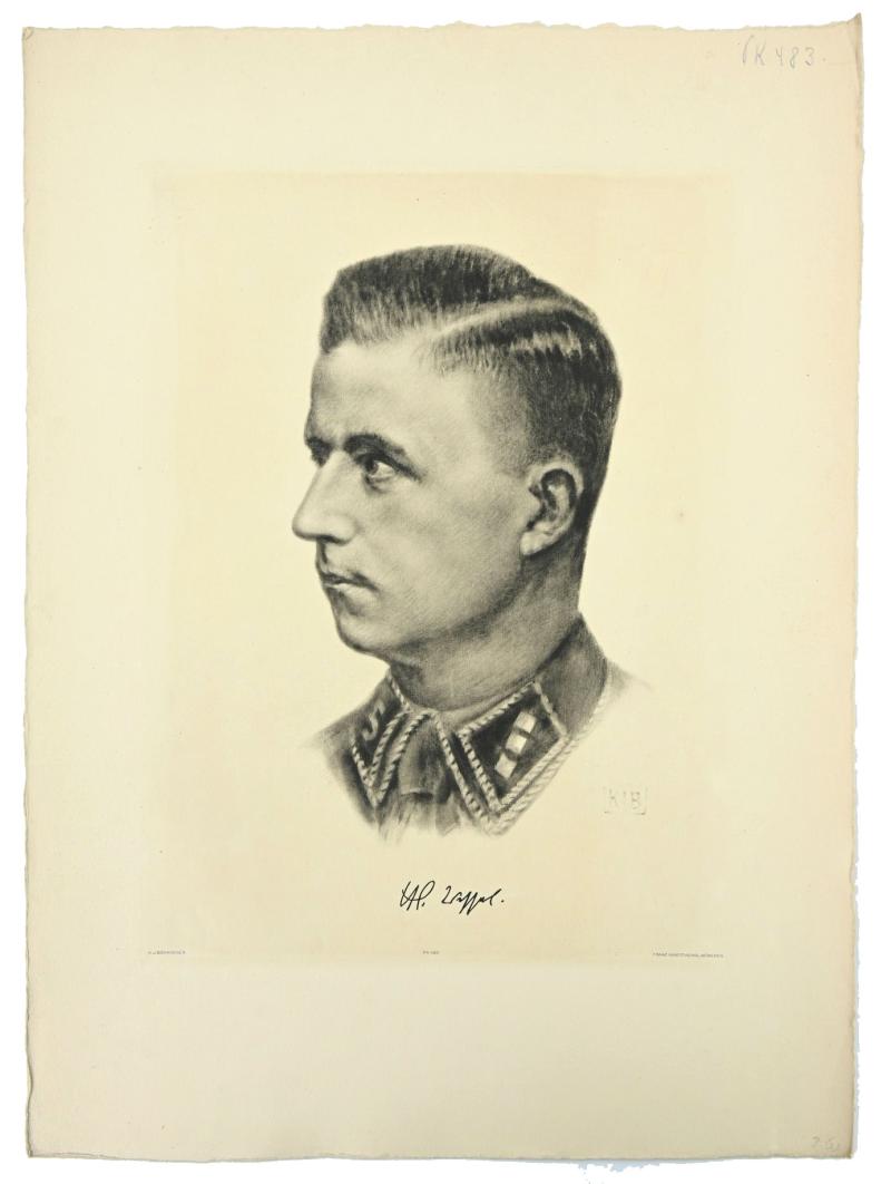 German Portrait Print/Litho of Horst Wessel by K.J.Böhringer