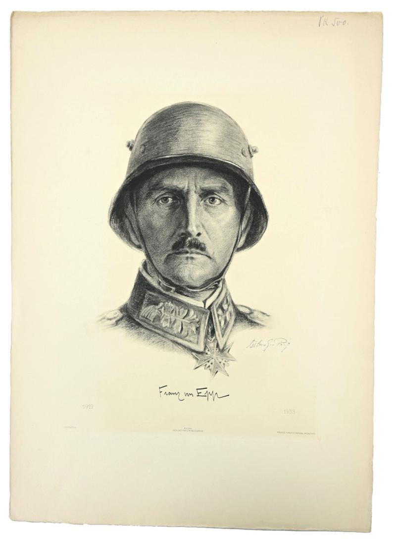 German Third Reich Litho 'Franz Ritter von Epp' by K.J.Böhringer