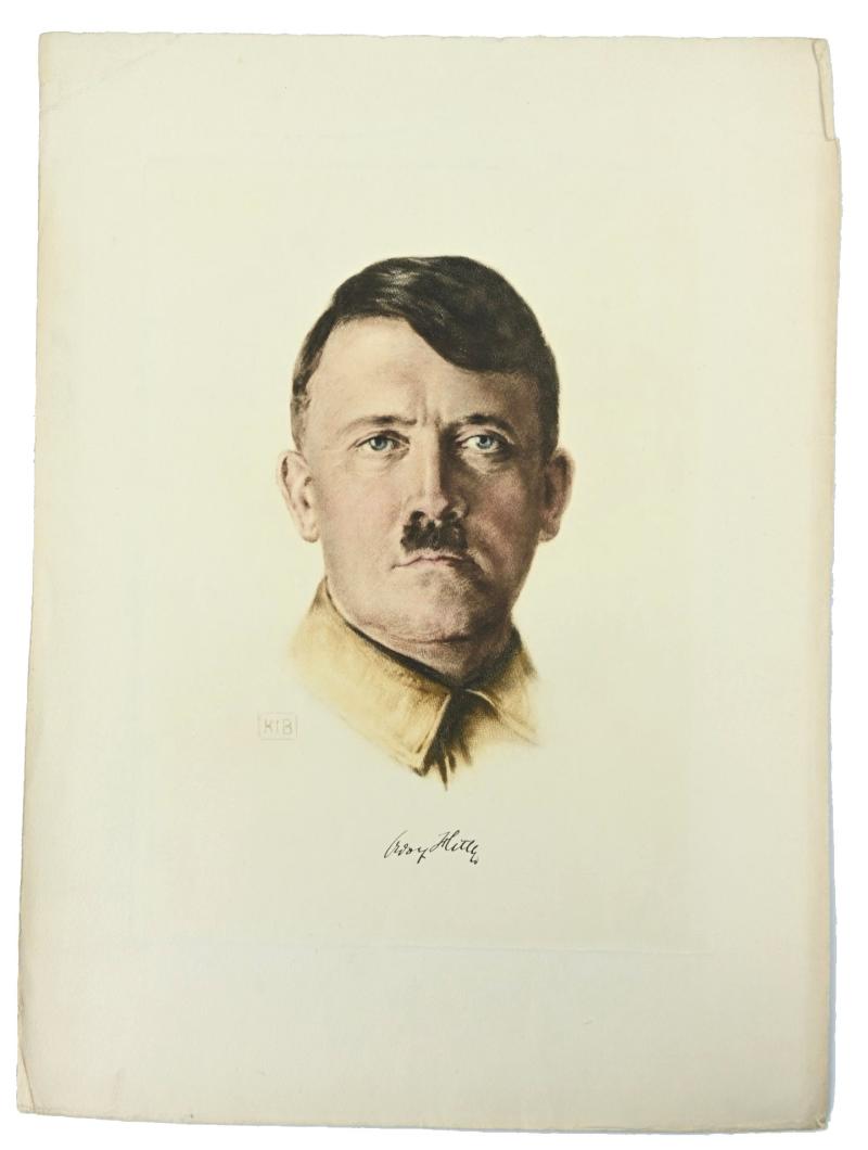 German Portrait Print/Litho of Adolf Hitler by K.J.Böhringer