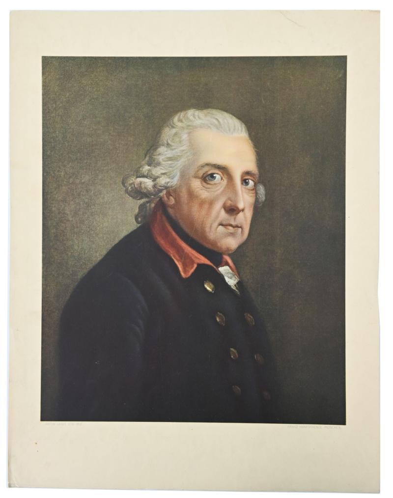 German Third Reich Litho Print of Frederick II of Prussia by Artist Anton Graff