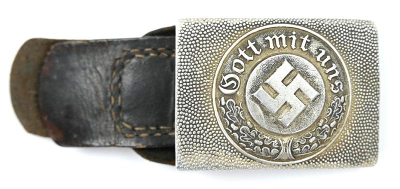 German Police Belt Buckle with Leather Tab