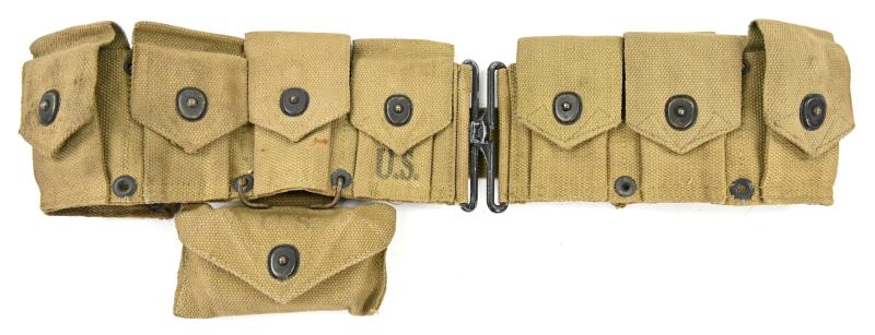 US WW2 Named M1 Garand Ammo Belt & First Aid Pouch