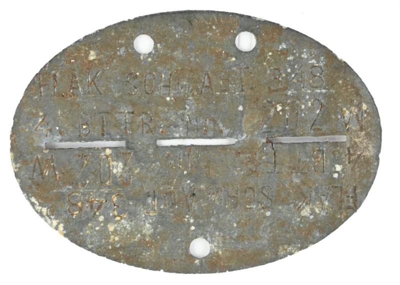 German WH Dog-Tag 'Flak Schw. Abt 348'