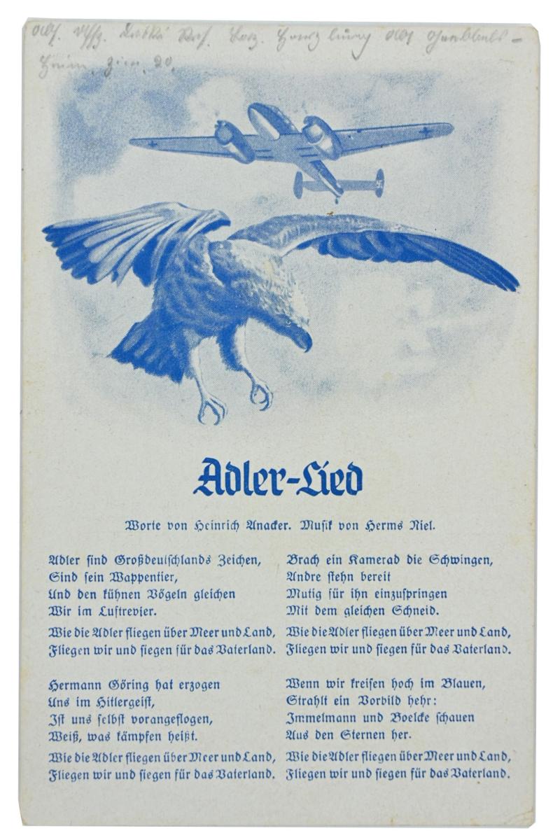 German LW postcard 'Adler Lied'