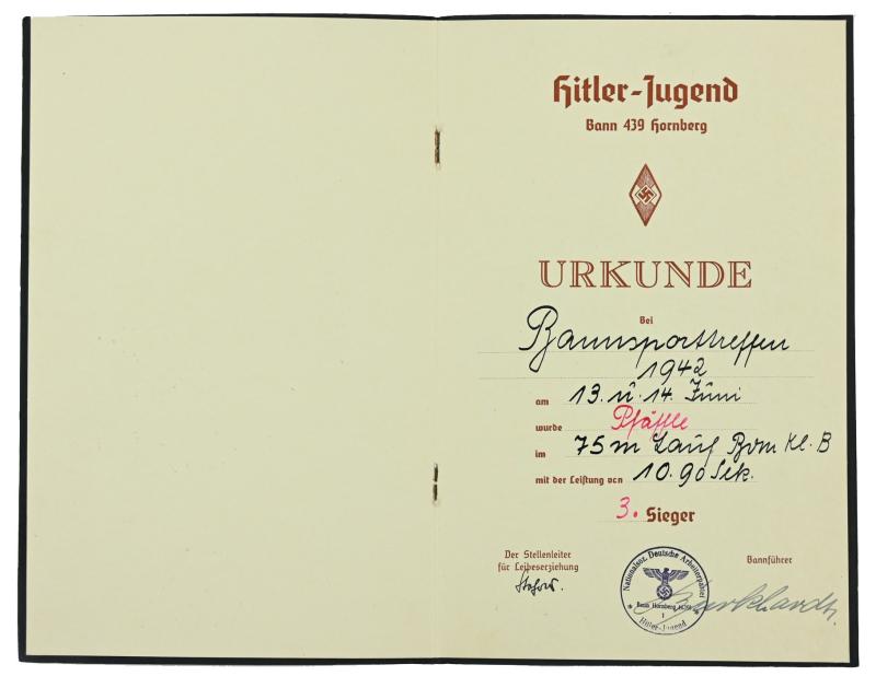 German Hitler Youth Certificate Booklet