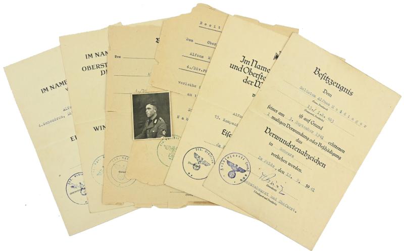 German WH Award Certificate Grouping 'Alfons Meidinger'