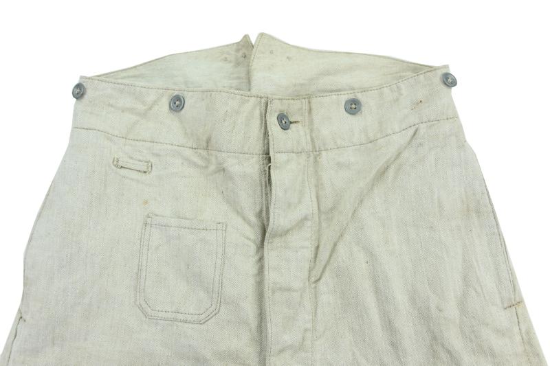 WWII German Kriegsmarine white cotton trousersCotton  HBT Kriegsmarine  Trousers Military Harbor