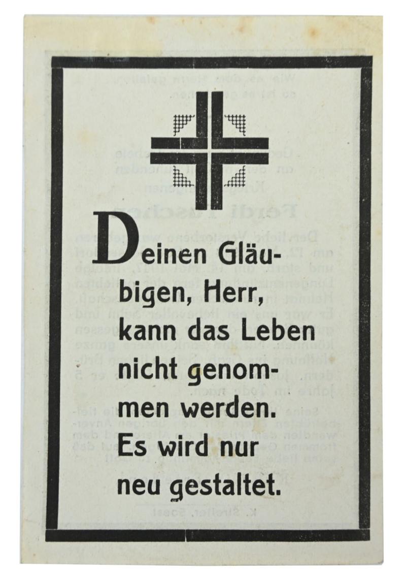 German WW2 Deathcard 'Ferdi Tuschen'